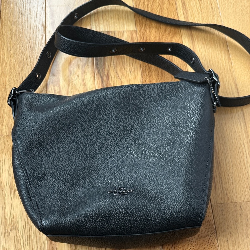 Coach Pebbled Black Leather Shoulder Bag